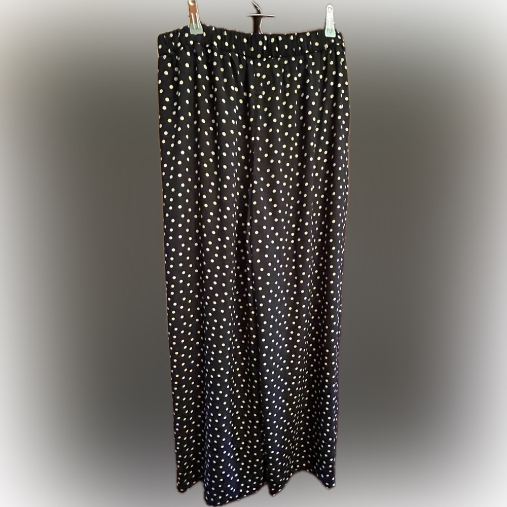 Express Black and White Polka Dot Wide-Leg Pants